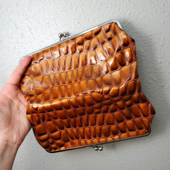 Vintage Brown Scale Wallet Clutch double sided unbranded - Picture 3 of 4